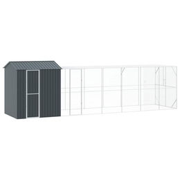 vidaXL Vogelvoliere aus verzinktem Metall in Anthrazit 824 x 208 x 247 cm mit wetterfestem Schutzhaus – Bild 1 von 12