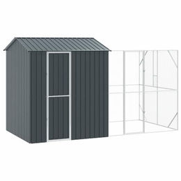 vidaXL Vogelvoliere aus verzinktem Metall in Anthrazit mit wetterfestem Schutzhaus 418 x 210 x 247 cm – Bild 1 von 13