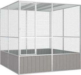 vidaXL Vogelvoliere aus verzinktem Stahl Grau 213,5x217,5x211,5 cm für Vögel wie Wellensittiche und Papageien – Bild 1 von 13