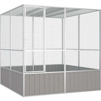 Produktbild von vidaXL Vogelvoliere aus verzinktem Stahl Grau 213,5x217,5x211,5 cm für Vögel wie Wellensittiche und Papageien