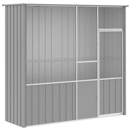 vidaXL Vogelvoliere aus verzinktem Stahl Grau 215x78x200 cm – Bild 1 von 13