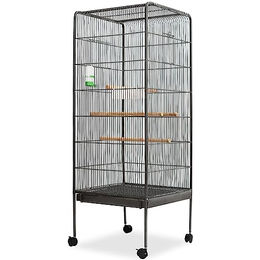 vidaXL Vogelvoliere für Wellensittiche aus Metall Schwarz 54x54x146 cm – Bild 1 von 13