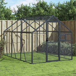vidaXL Voliere aus Aluminium in Anthrazit 1,79x3x1,85 m für Papageien, Kaninchen oder Geflügel – Bild 1 von 5