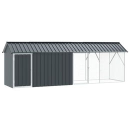 vidaXL Voliere aus Metall für Vögel in Grau 112x442x141 cm – Bild 1 von 12