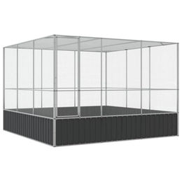 vidaXL Voliere aus Metall in Silber für Vögel, Kaninchen, Enten und Hühner mit Maßen 311x307x212 cm – Bild 1 von 13