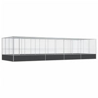 Produktbild von vidaXL Voliere mit Erweiterung aus Edelstahl für Vögel, Kaninchen, Hühner und Enten in Silber