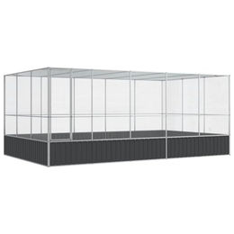 vidaXL Voliere mit Erweiterung aus Metall in Silber für Vögel und Kleintiere – Bild 1 von 13
