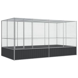 vidaXL Voliere mit Erweiterung aus Stahl in Silber 418x207x212 cm für Vögel und Kleintiere – Bild 1 von 5