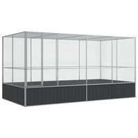 Produktbild von vidaXL Voliere mit Erweiterung aus Stahl in Silber 418x207x212 cm für Vögel und Kleintiere