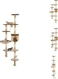 vidaXL Wandkratzbaum mit Sisal-Kratzsäulen 194 cm Beige/Braun – Bild 1 von 1