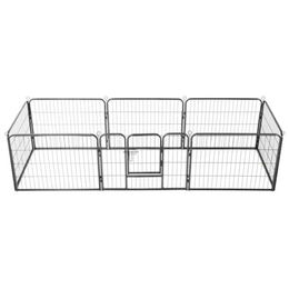 vidaXL Welpenlaufstall aus Metall mit 8 Paneelen Schwarz 60x80cm Hunde Freigehege – Bild 1 von 9