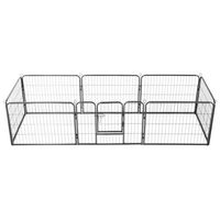 Produktbild von vidaXL Welpenlaufstall aus Metall mit 8 Paneelen Schwarz 60x80cm Hunde Freigehege