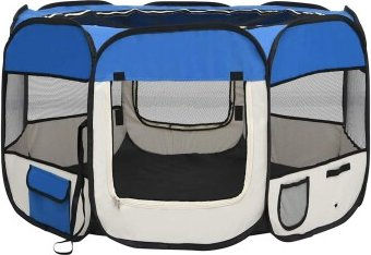 VidaXL Welpenlaufstall faltbar blau 110x110x58 cm – Bild 1 von 6