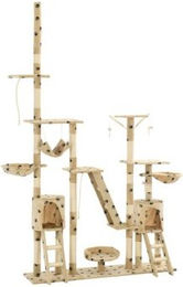 vidaXL XL Kratzbaum für Katzen aus Plüsch mit Deckenspanner in Beige – Bild 1 von 10