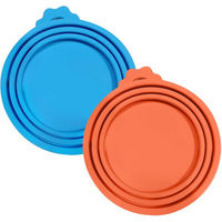 Produktbild von Vilscijon 2-teiliges Set Katzen-Dosenöffner und Verschlussdeckel aus Silikon Blau und Orange