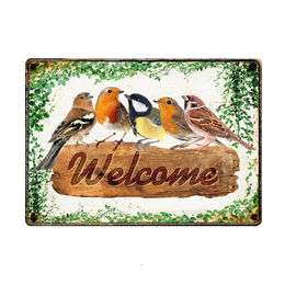 Produktbild von Vintage Blechschild Flamingo Welcome Bunt Metall