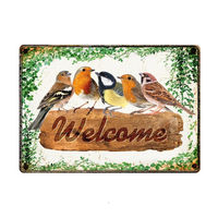 Produktbild von Vintage Blechschild Flamingo Welcome Bunt Metall