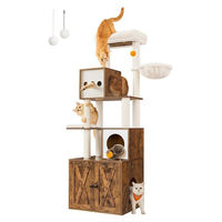 Produktbild von Vintage Katzenkratzbaum 2-in-1 aus Plüsch und Sisal in Braun 60 x 52 x 185 cm