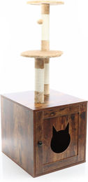 Vintage Kratzbaum 125 cm in Vintagebraun mit Katzenhaus als Spiel- und Ruheplatz für Katzen – Bild 1 von 1