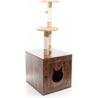 Produktbild von Vintage Kratzbaum 125 cm in Vintagebraun mit Katzenhaus als Spiel- und Ruheplatz für Katzen