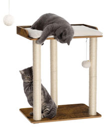 Vintage Kratzbaum für Katzen in Braun mit drei Sisal-Kratzsäulen 68 cm – Bild 1 von 1
