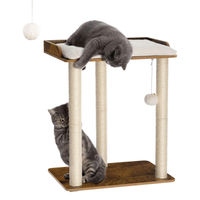 Produktbild von Vintage Kratzbaum für Katzen in Braun mit drei Sisal-Kratzsäulen 68 cm