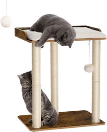 Vintage Kratzbaum für Katzen in Braun mit drei Sisalstämmen und Plattformen 56 x 40 cm – Bild 1 von 1