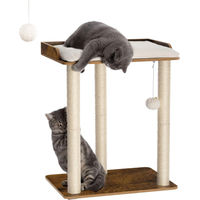 Produktbild von Vintage Kratzbaum für Katzen in Braun mit drei Sisalstämmen und Plattformen 56 x 40 cm
