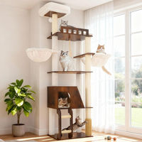 Produktbild von Vintage Kratzbaum für Katzen in Braun mit Hängematte und Leiter 184 cm