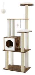 Vintage Kratzbaum für Katzen mit Katzenhaus und Sisal in Braun 58 x 40 x 165 cm – Bild 1 von 1