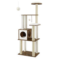 Produktbild von Vintage Kratzbaum für Katzen mit Katzenhaus und Sisal in Braun 58 x 40 x 165 cm