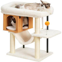Produktbild von Vintage Kratzbaum mit großem Plüsch-Platform und Holzhaus für Katzen
