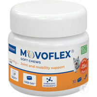 Produktbild von Virbac Movoflex Soft Chews Gelenk-Supplement für kleine Hunde bis 15 kg mit Huhn und Fisch 60 g