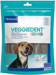 Virbac VeggieDent FR3SH Zahnpflege-Snack für mittelgroße Hunde 10-30 kg vegan und ohne tierisches Protein – Bild 1 von 3
