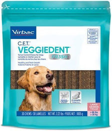Virbac Veggiedent Fresh Kausnack zur Zahnpflege für große Hunde ab 30 kg Vegan Hypoallergen 15 Stück - 490 g – Bild 1 von 3