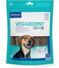 Virbac VeggieDent Fresh M Zahnpflege-Snack für mittelgroße Hunde vegan und glutenfrei 350 g - 15 x 10 g – Bild 1 von 10