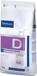 Produktbild von Virbac Veterinary HPM Dog Dermatology Support D1 Trockenfutter für erwachsene Hunde Hypoallergen und Glutenfrei 12 kg - 12 kg