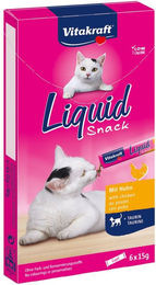 Produktbild von Vitakraft Cat Liquid Snack Creme Paste Huhn für Katzen zur Unterstützung von Haut und Fell 3x6 Stück