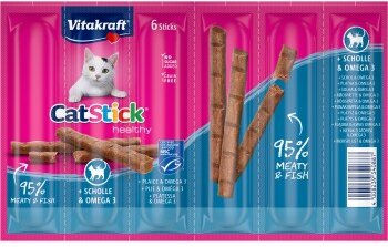 Vitakraft Cat-Stick Crunchy Sticks Scholle und Fisch für Katzen mit Omega 3 für Haut und Fell 10x6 Stück 360g – Bild 1 von 3