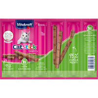 Produktbild von Vitakraft Cat Stick Healthy Katzen Leckerli Huhn & Fisch mit Katzengras zur Unterstützung von Verdauung sowie Haut & Fell 6 x 6 g