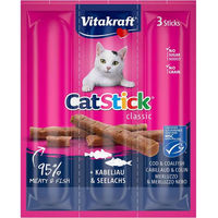 Produktbild von Vitakraft Cat Stick Katzen Leckerli Kabeljau und Seelachs MSC 10x3 Stück