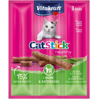 Produktbild von Vitakraft Cat Stick Mini Katzen Leckerli Huhn und Katzengras 3 Stück