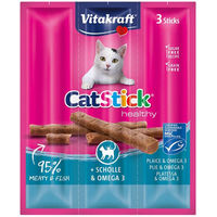 Produktbild von Vitakraft Cat Stick Mini Katzen Leckerli Scholle und Omega 3 für Haut und Fell