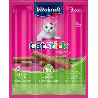 Produktbild von Vitakraft Cat Stick mini Katzen-Leckerlis Huhn mit Inulin und Katzengras 10x3 Stück