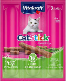 Produktbild von Vitakraft Cat Stick mini Katzen Leckerlis Huhn mit Inulin und Katzengras 15 Stück