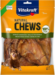 Produktbild von Vitakraft Chews pure Schweineohren Monoprotein Naturkauartikel für Hunde aller Größen 10 Stück