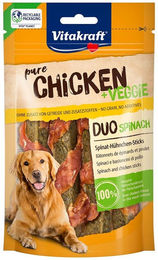 Produktbild von Vitakraft Chicken+ Veggie Spinat-Hühnchen-Sticks Trockenfleisch für Hunde getreidefrei ohne Zucker 10x 80g
