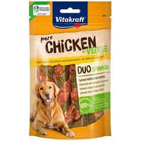 Produktbild von Vitakraft Chicken+ Veggie Spinat-Hühnchen-Sticks Trockenfleisch für Hunde getreidefrei ohne Zucker 10x 80g