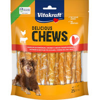 Produktbild von Vitakraft Delicious Chews Kaurollen Huhn und Rind Kausnack für kleine Hunde ohne Zucker und Farbstoffe 300 g - 25 x 300 g
