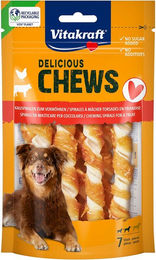 Produktbild von Vitakraft Delicious Chews Kauspirale Huhn und Rind Kausnack ohne Zucker 4x7 Stück
